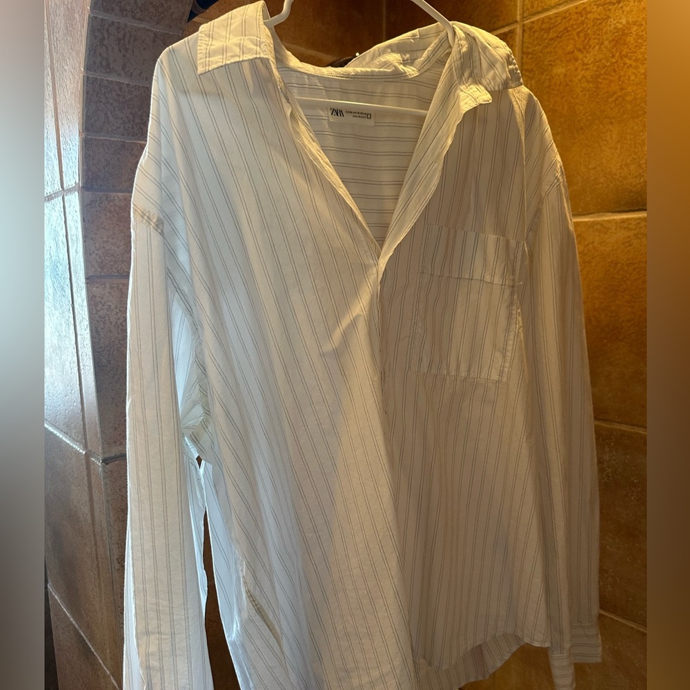 Zara Man Striped White Dress Shirt